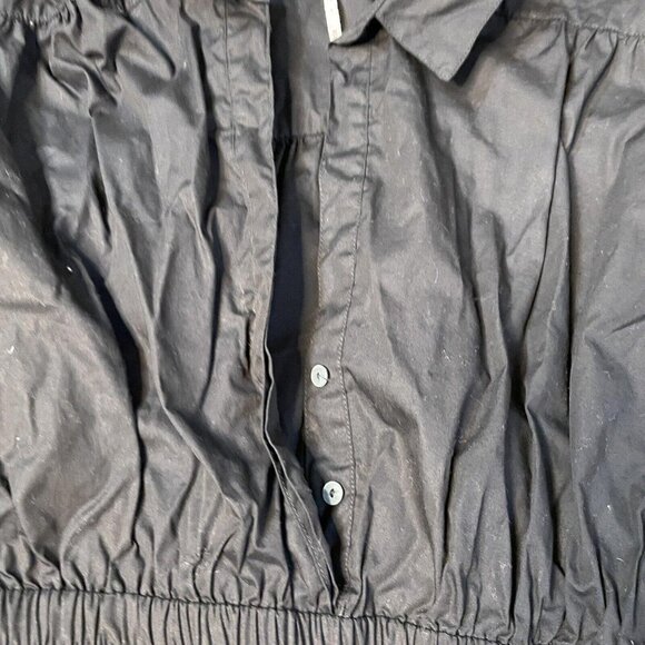 Free People Shoulder Ruched Collar Button Up Mini Dress Black Medium M - Picture 4 of 7